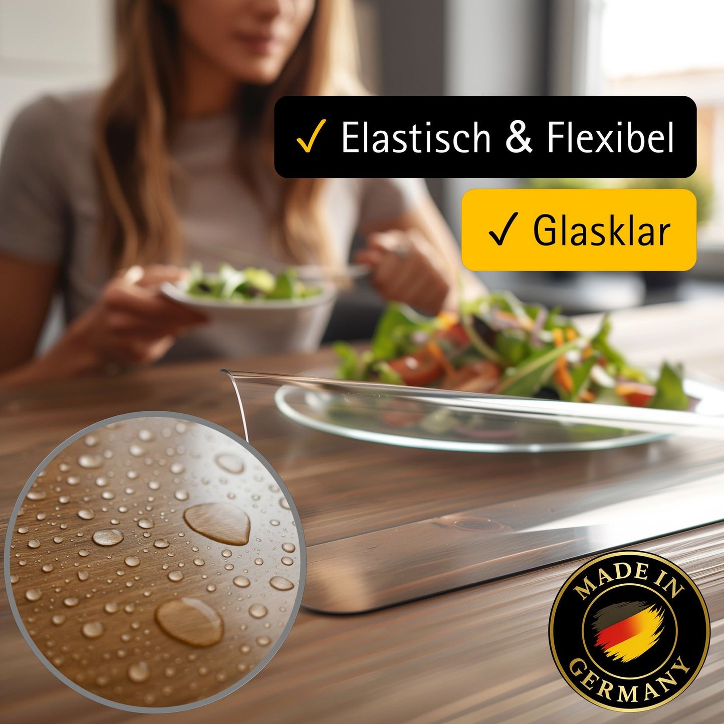 Tischfolie transparent 2,0mm – PVC Tischschutz-Folie optional mit 45° Schrägkante, wasserdicht & robust – Tischdecke gegen Kratzer und Flecken