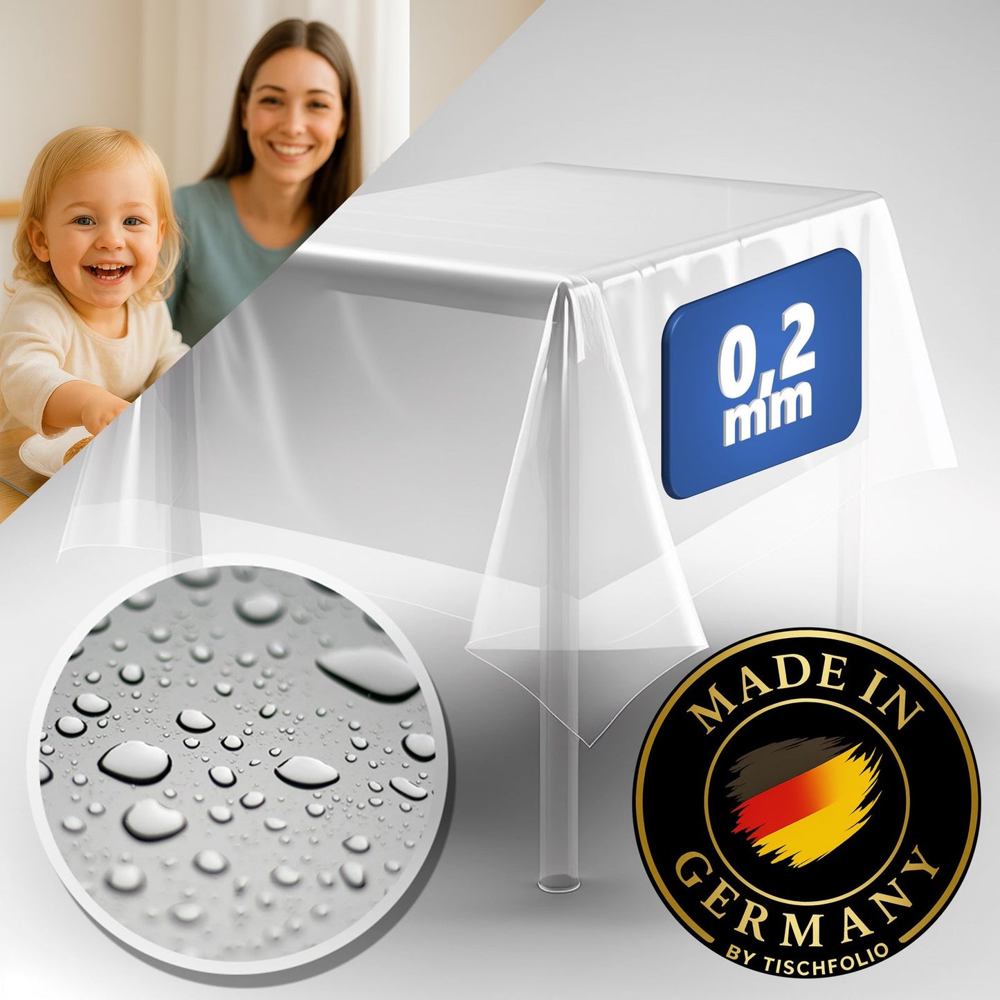 Transparente Tischfolie dünn 0,2mm | Flexible Tischdecke aus PVC – Schutz vor Kratzern & Flecken