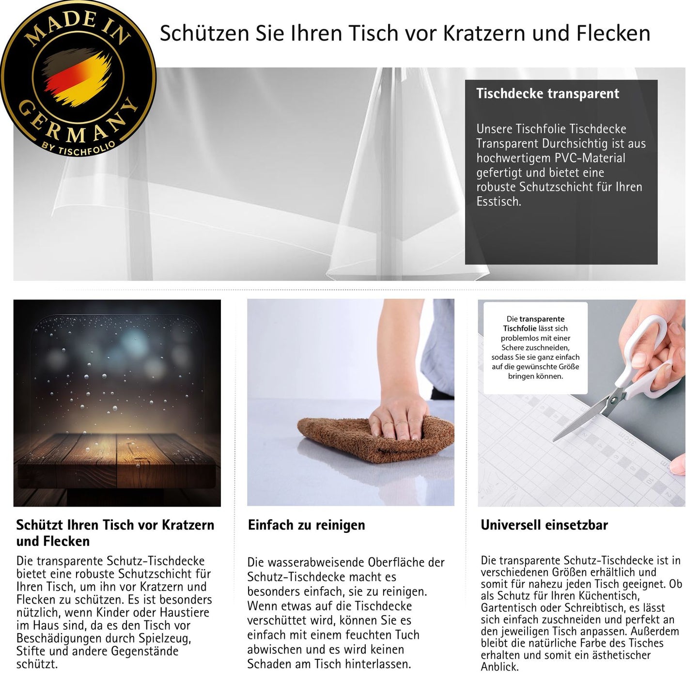 Transparente Tischfolie dünn 0,2mm | Flexible Tischdecke aus PVC – Schutz vor Kratzern & Flecken
