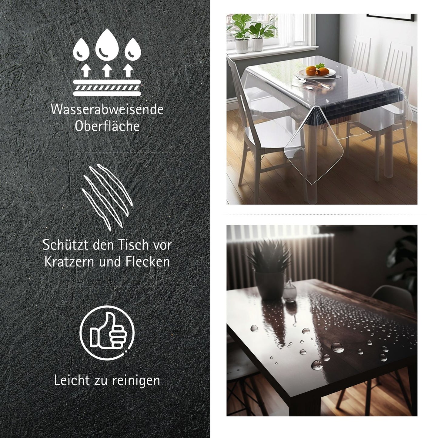Transparente Tischfolie dünn 0,2mm | Flexible Tischdecke aus PVC – Schutz vor Kratzern & Flecken