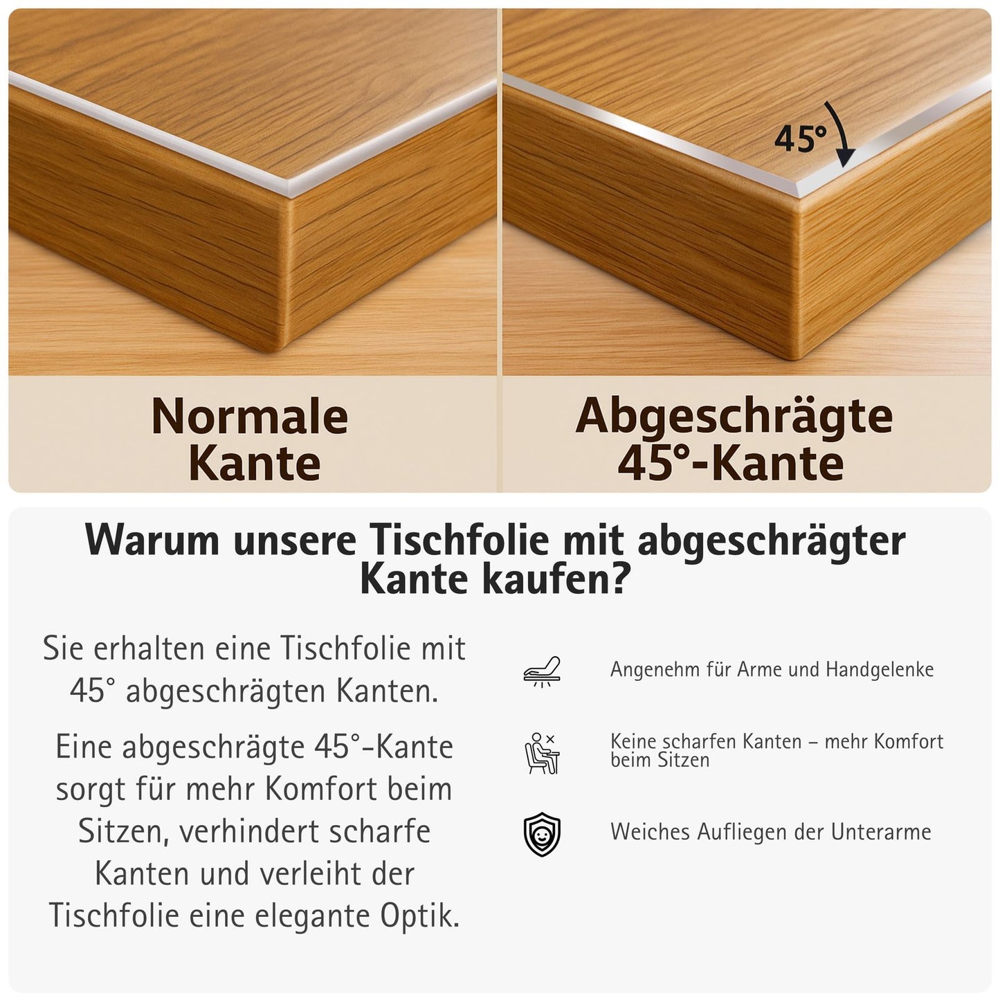 Tischfolie transparent 2,0mm – PVC Tischschutz-Folie optional mit 45° Schrägkante, wasserdicht & robust – Tischdecke gegen Kratzer und Flecken