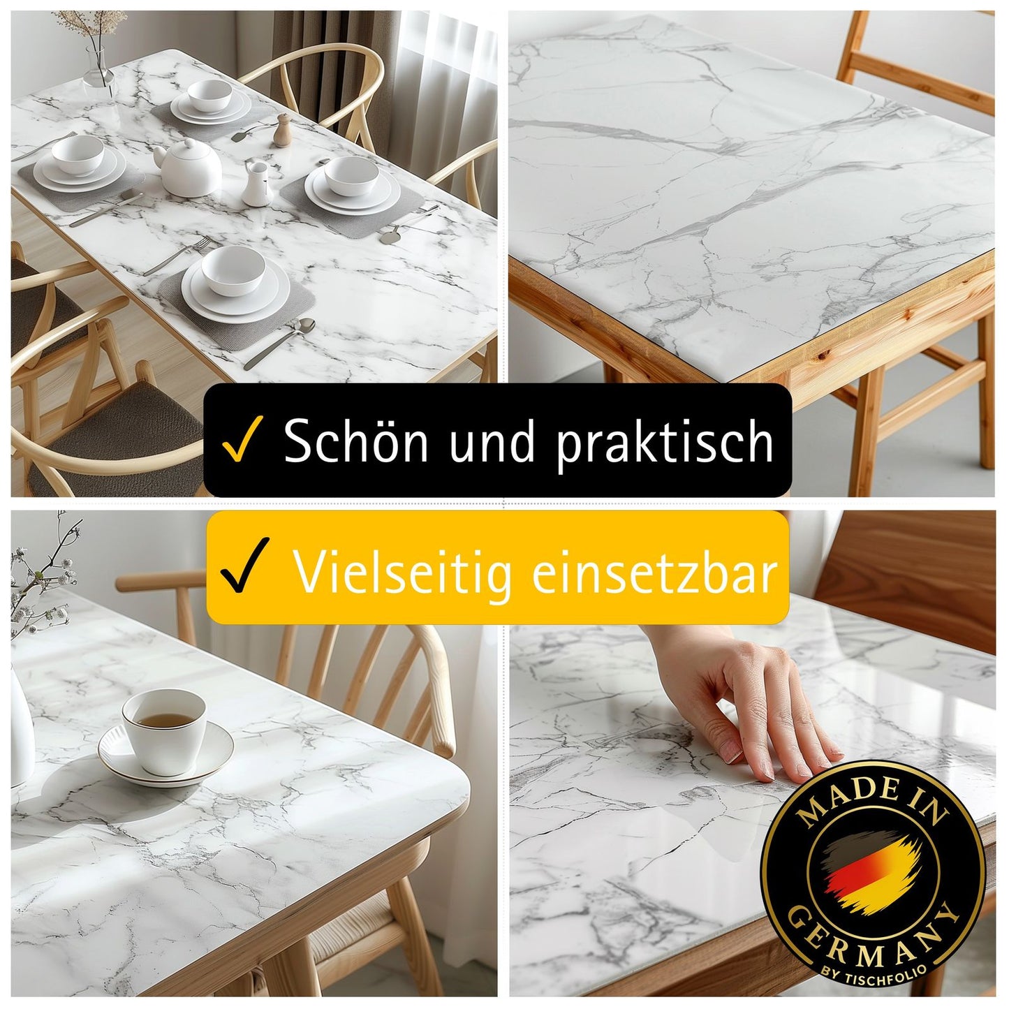 Marmor Tischfolie 1,5mm – PVC Tischschutz in Marmor-Optik, wasserfest & passgenau