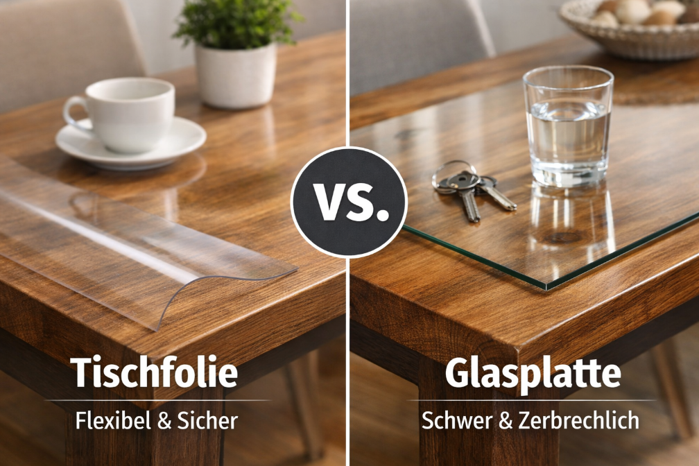 Tischfolie oder Glasplatte – welche Lösung schützt deinen Tisch besser?