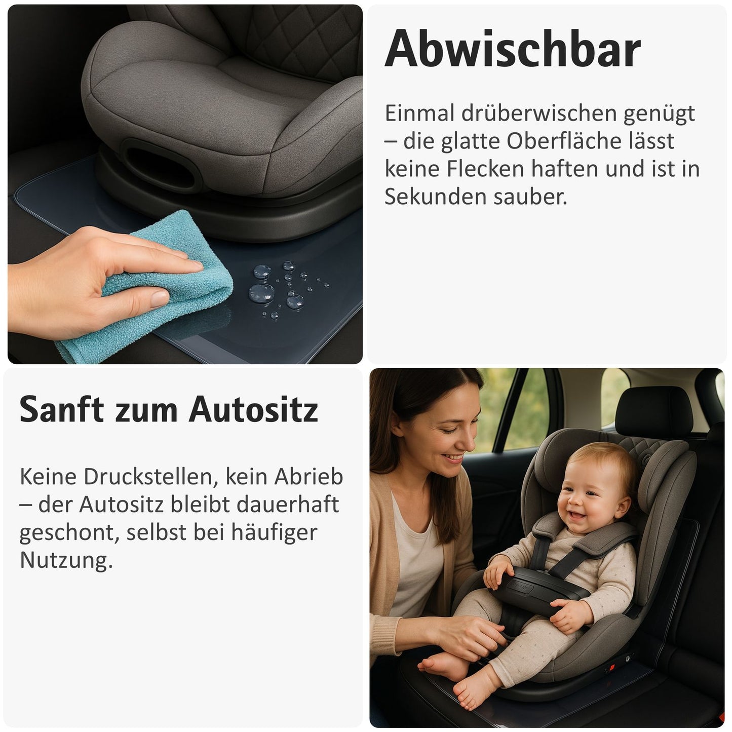 Sitzschutz für Kindersitze – unsichtbarer Schutz vor Abdrücken & Schmutz (transparent, ISOFIX geeignet)