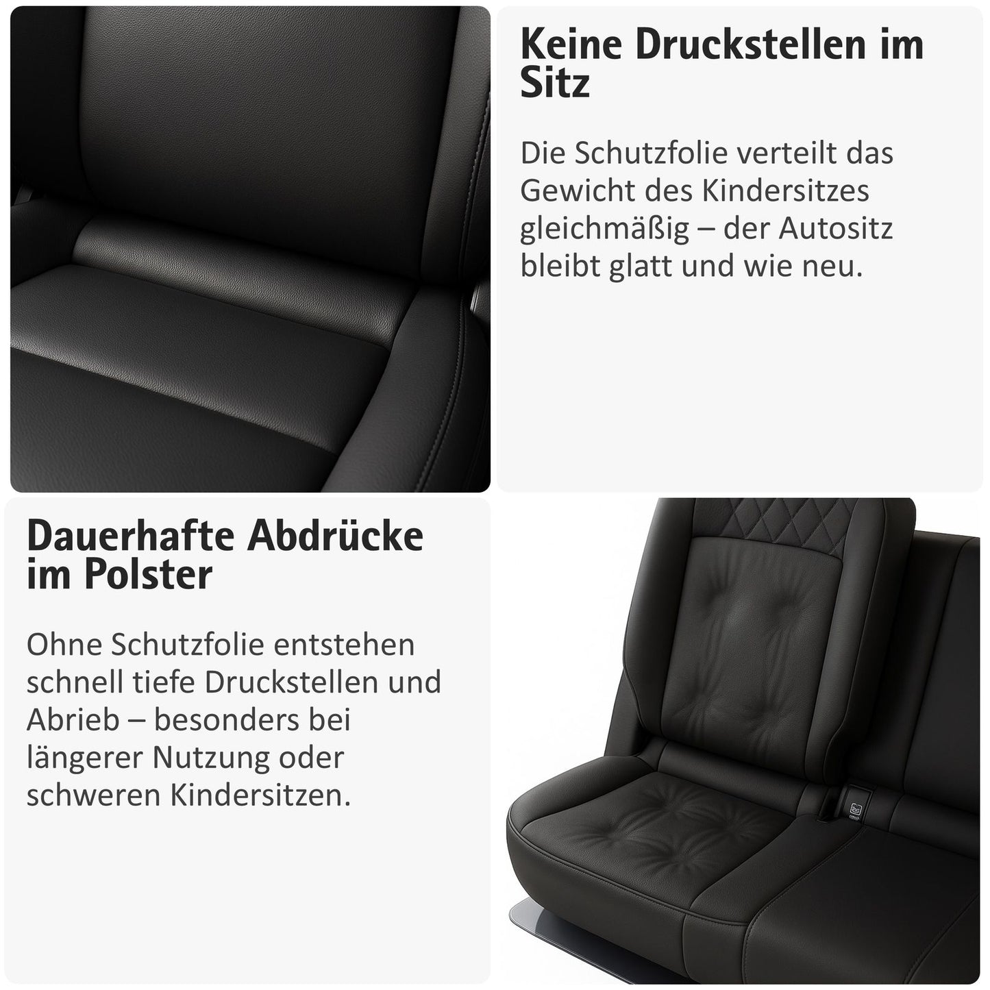 Sitzschutz für Kindersitze – unsichtbarer Schutz vor Abdrücken & Schmutz (transparent, ISOFIX geeignet)