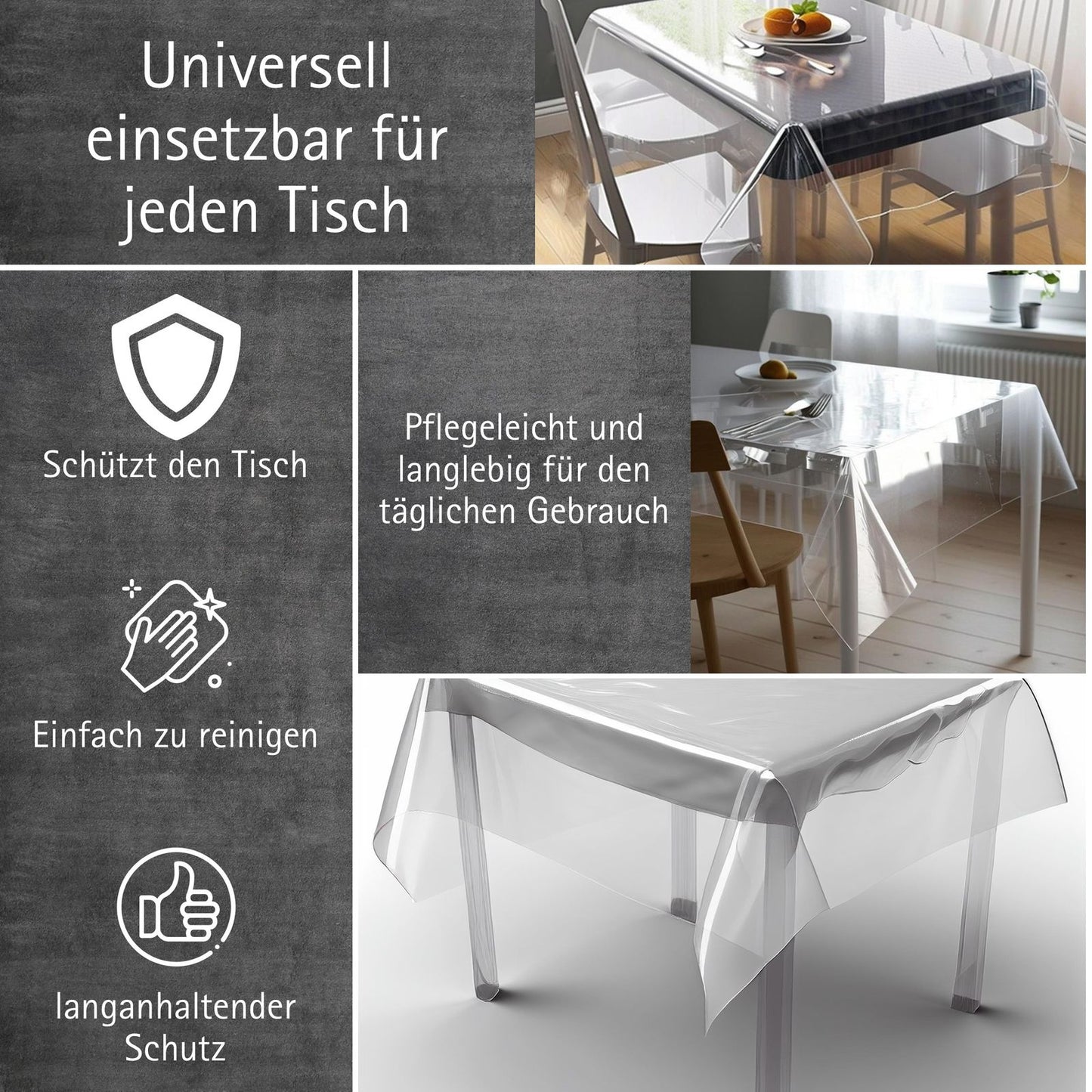 Transparente Tischfolie dünn 0,2mm | Flexible Tischdecke aus PVC – Schutz vor Kratzern & Flecken