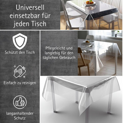 Transparente Tischfolie dünn 0,2mm | Flexible Tischdecke aus PVC – Schutz vor Kratzern & Flecken