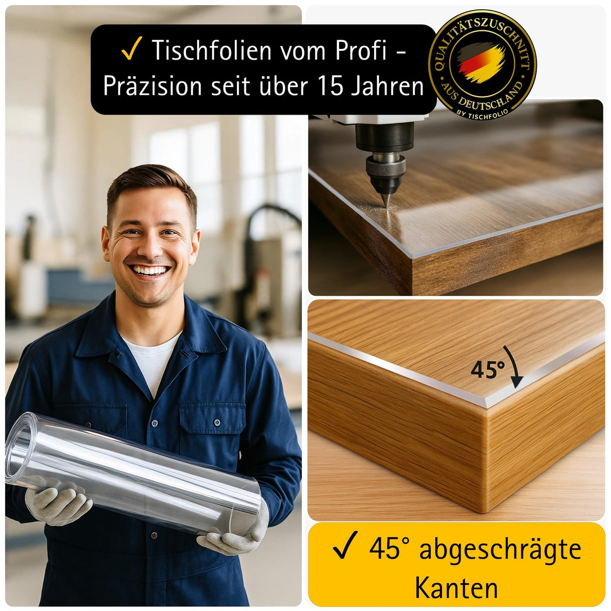 Tischfolie transparent 1,5mm – PVC Tischschutz-Folie optional mit Schr –