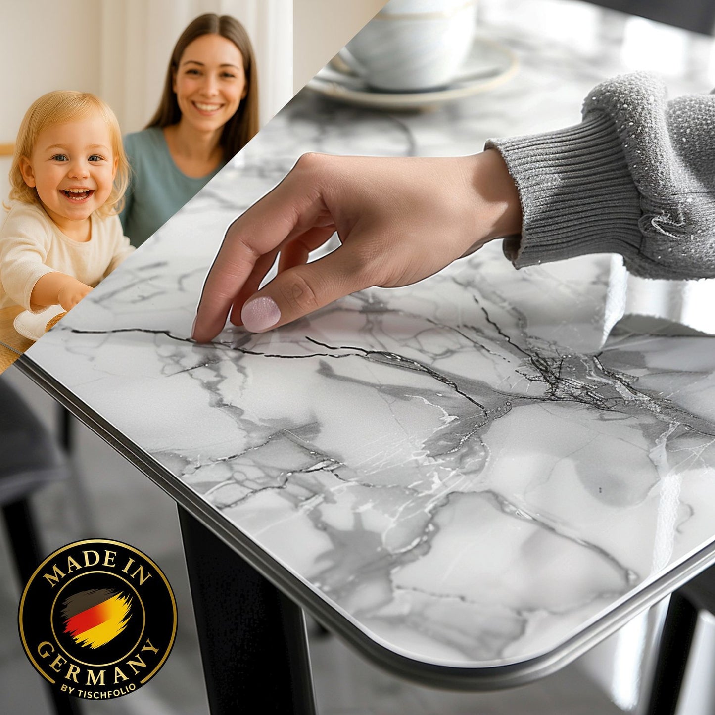 Marmor Tischfolie 1,5mm – PVC Tischschutz in Marmor-Optik, wasserfest & passgenau