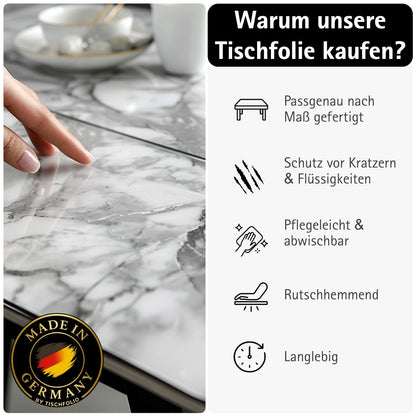 Marmor Tischfolie 1,5mm – PVC Tischschutz in Marmor-Optik, wasserfest & passgenau