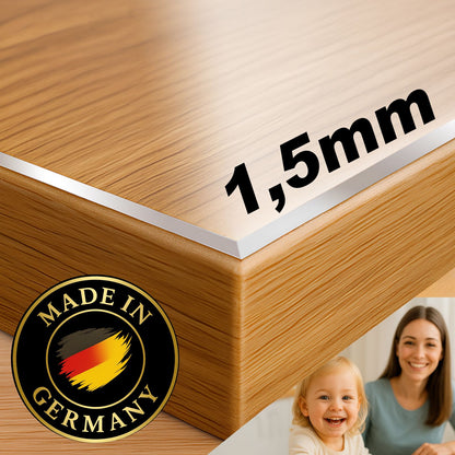 Tischfolie transparent 1,5mm – PVC Tischschutz-Folie optional mit Schrägkante, wasserdicht & robust – Tischdecke gegen Kratzer und Flecken
