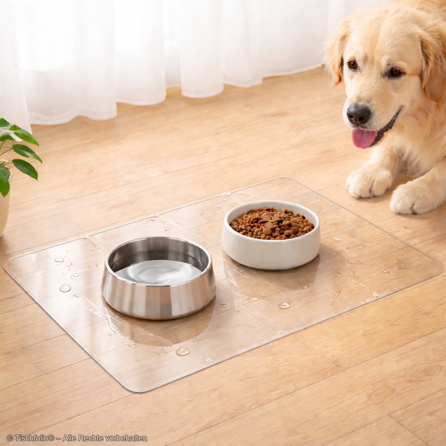 Transparente Bodenschutzmatte für Futterplätze – 2 mm stark | Für Hunde & Katzen