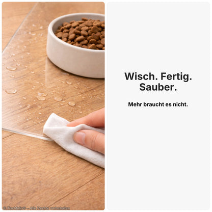 Transparente Bodenschutzmatte für Futterplätze – 2 mm stark | Für Hunde & Katzen
